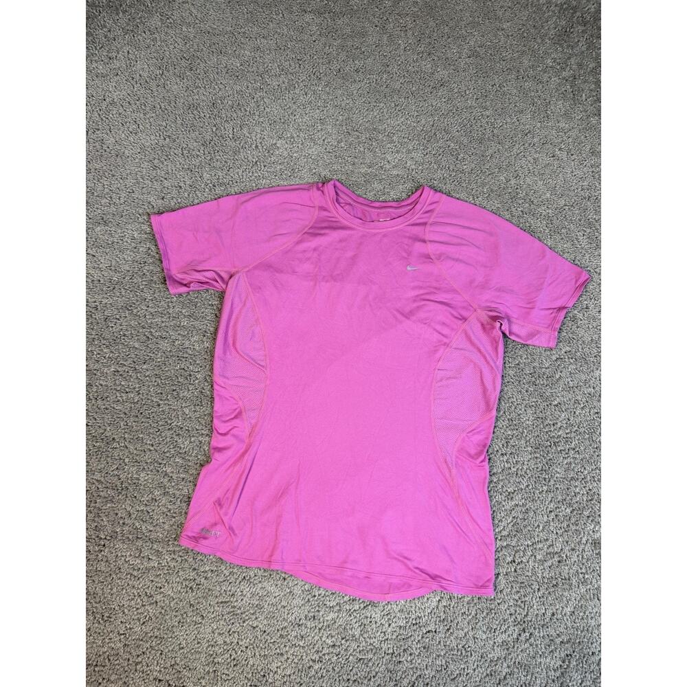 Nike Shirt Womens M Pink Dri-FIT Short Sleeve Crew Neck Athletic Breathable - Picture 2 of 10